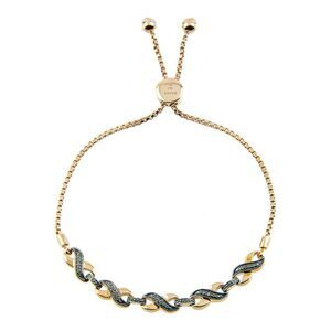 Rose Gold Plated 14k Bolo Chocolate Rhinestone Infinity Slide Bracelet